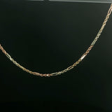 Yellow Gold Alternating Rope and Bar Link Chain Necklace
