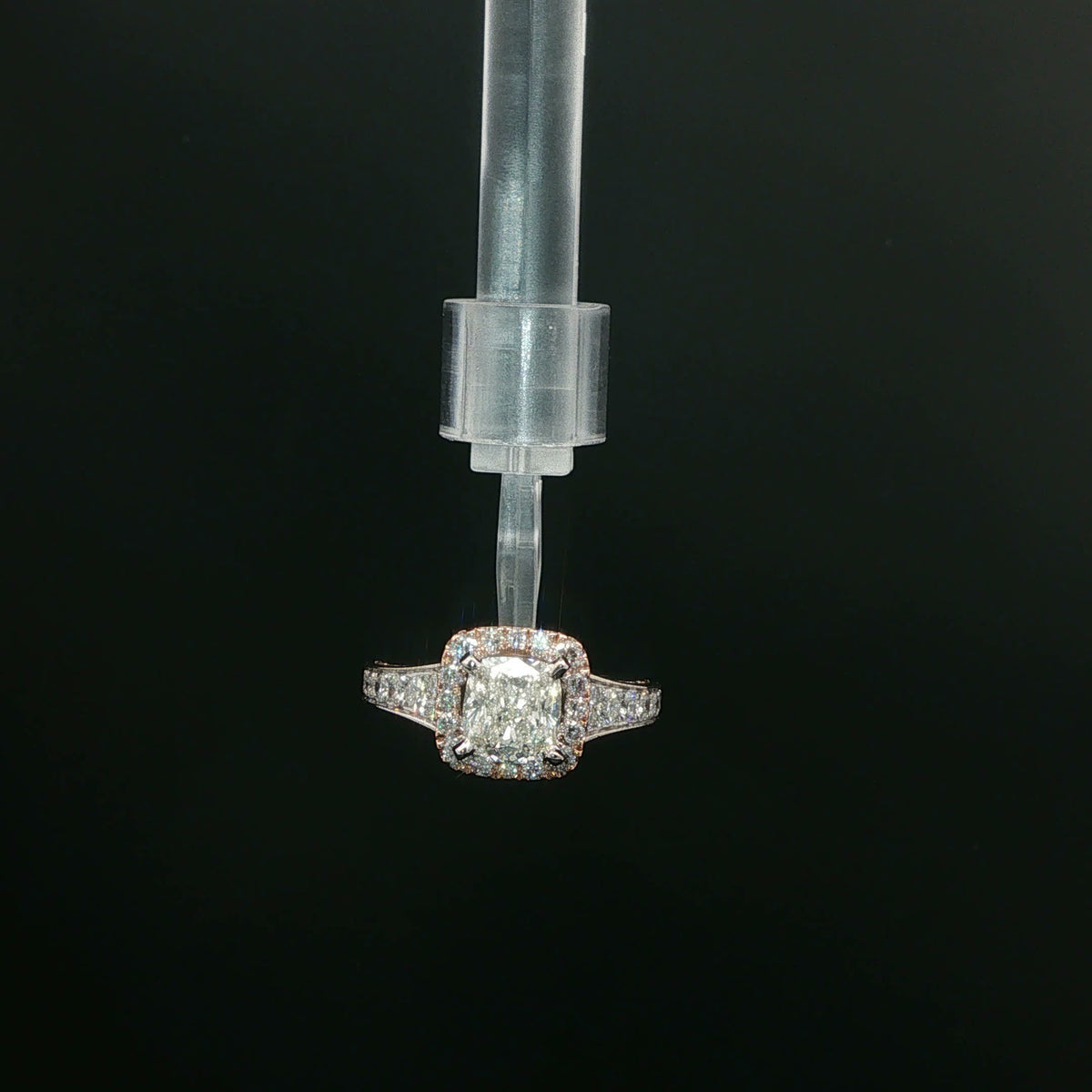 Cushion Diamond Halo Engagement Ring in White Gold