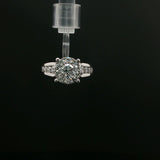 Diamond Cluster Ring with Accented Shoulders in White Gold