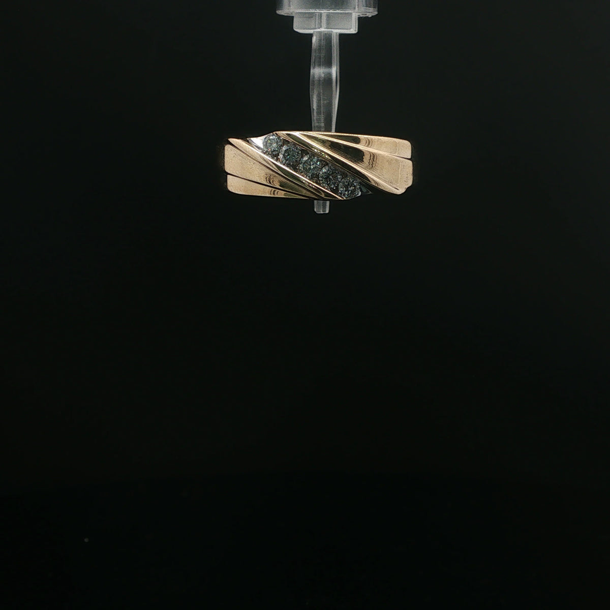 Yellow Gold Sapphire Diagonal Channel Band Ring
