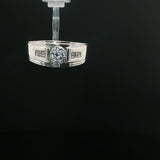 White Gold Diamond Signet Ring with Channel Accents