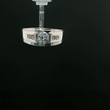 White Gold Diamond Signet Ring with Channel Accents