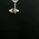 Yellow Gold Oval Emerald Ring with Diamond Accent Split Shank