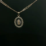 Diamond Halo Virgin Mary Pendant Necklace in Yellow Gold