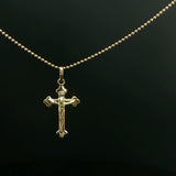 Yellow Gold Crucifix Pendant on Bead Chain