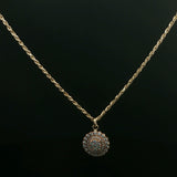 Yellow Gold Diamond Cluster Pendant on Rope Chain