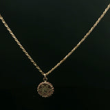 Yellow Gold Diamond Cluster Pendant on Rope Chain