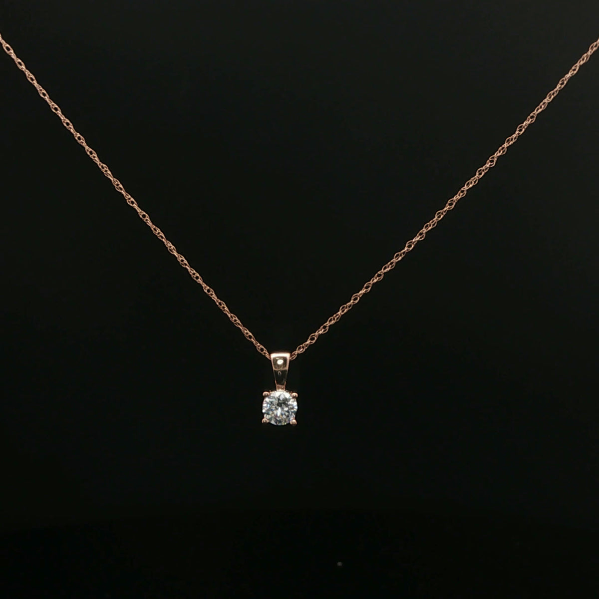 Rose Gold Solitaire Diamond Pendant Necklace