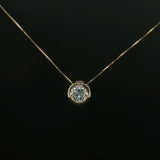 Bezel-Set Round Diamond Pendant Necklace in Yellow Gold