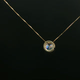 Bezel-Set Round Diamond Pendant Necklace in Yellow Gold