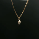 Yellow Gold Puffy Heart Charm Necklace on Box Chain