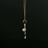 Yellow Gold Woven Cross Necklace with Center Pearl