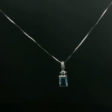 Emerald-Cut Aquamarine Pendant Necklace in White Gold