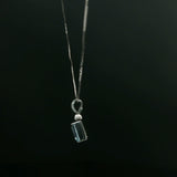 Emerald-Cut Aquamarine Pendant Necklace in White Gold