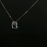 Diamond Heart and Flower Charm Necklace in White Gold