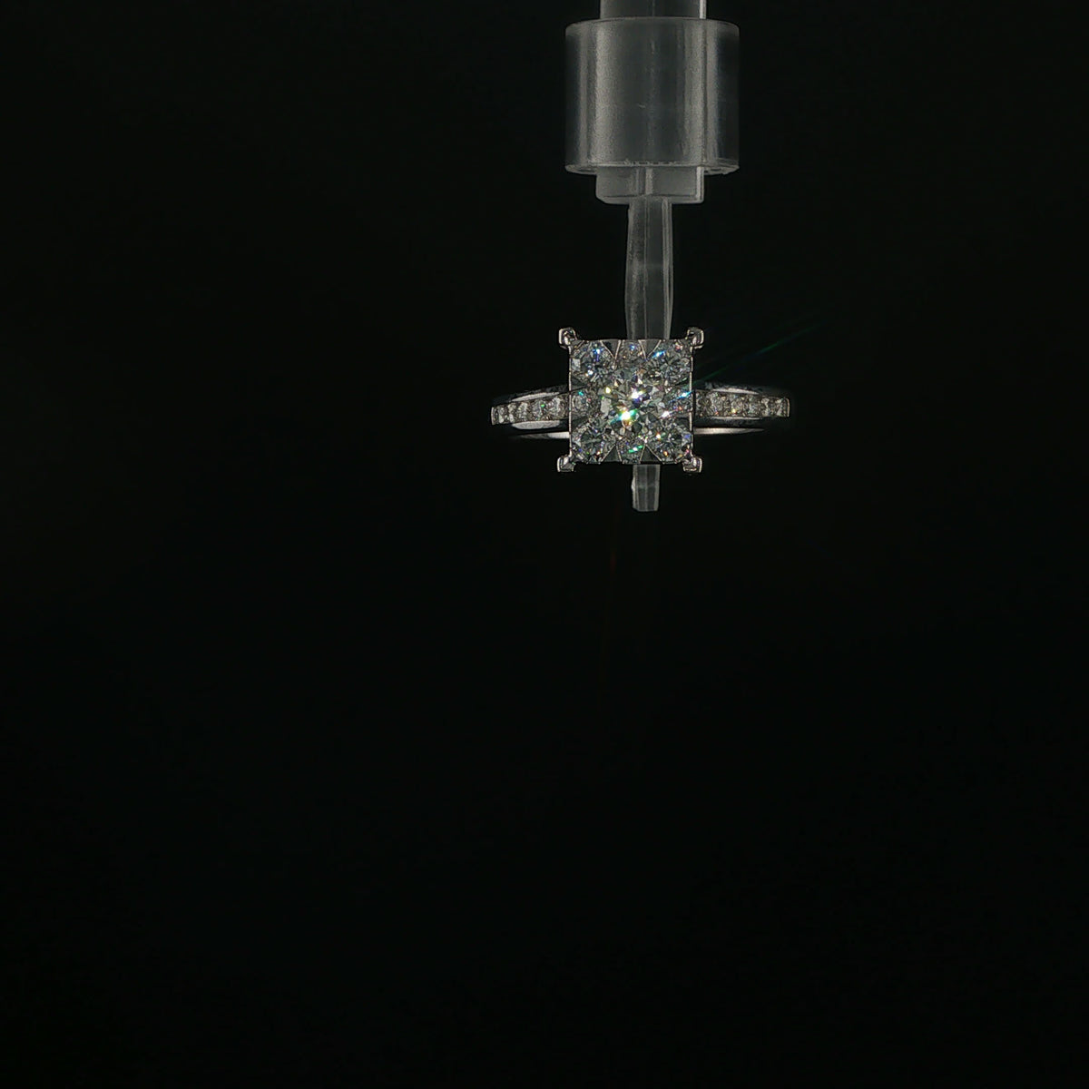 White Gold Diamond Cluster Engagement Ring