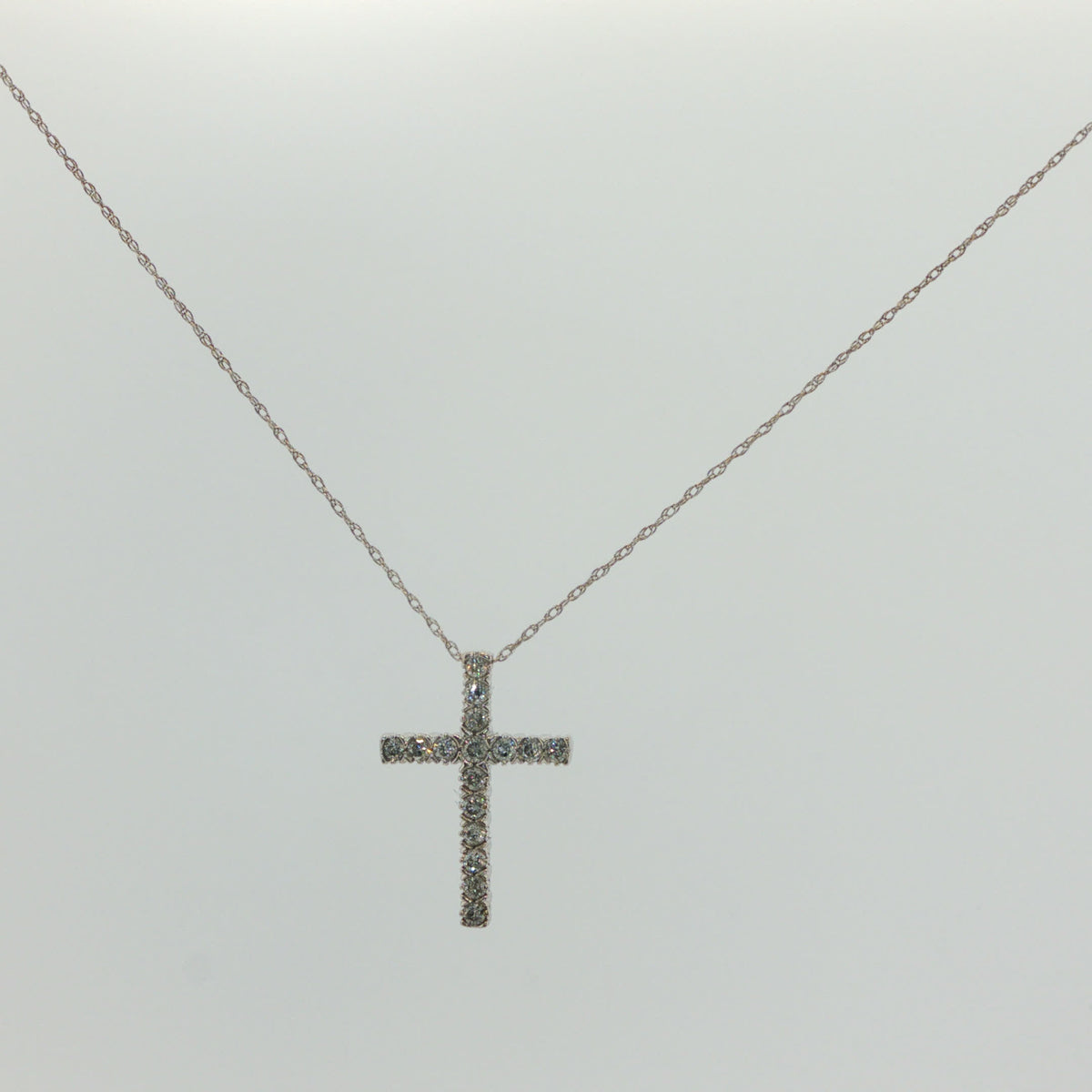 White Gold Diamond Cross Pendant Necklace