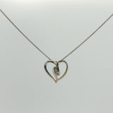 Diamond Open Heart Charm Necklace in White Gold