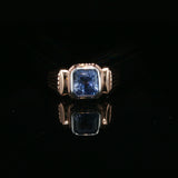 Rose Gold Signet Ring with Medium Blue Sapphire