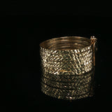 Diamond-Cut Yellow Gold Stacked Bangles