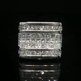 Multi-Row Princess Cut Diamond Signet Ring in White Gold
