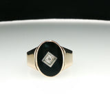 Yellow Gold Onyx Signet Ring with Center Accent
