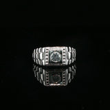 White Gold Diamond Signet Ring With Watch Link Design