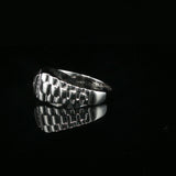 White Gold Diamond Signet Ring With Watch Link Design