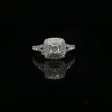 Princess Cut Double Halo Diamond Engagement Ring White Gold