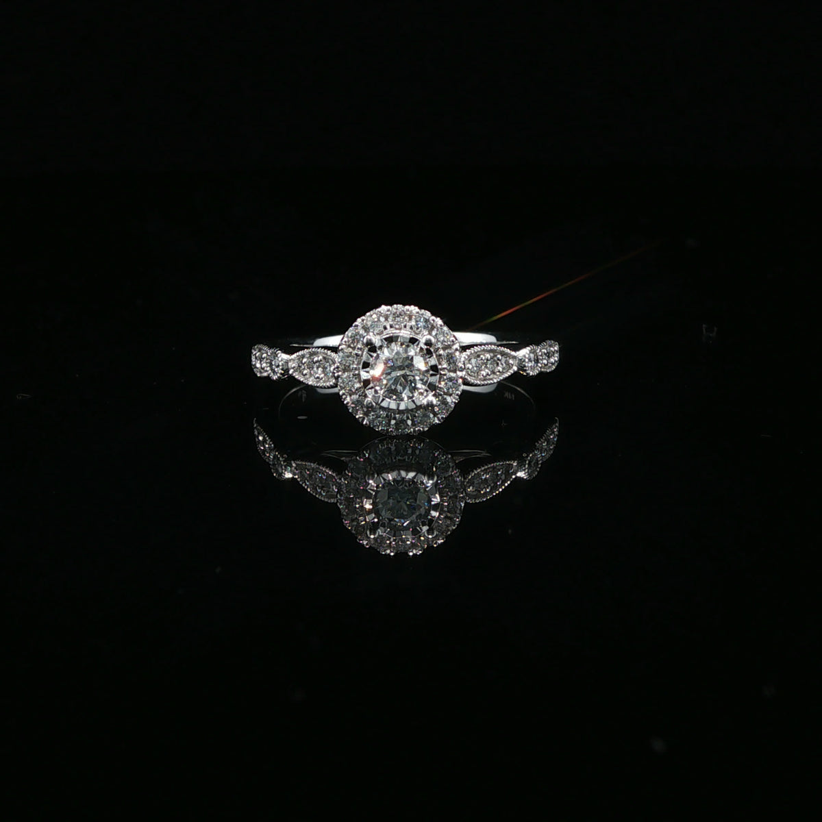 White Gold Diamond Halo Engagement Ring