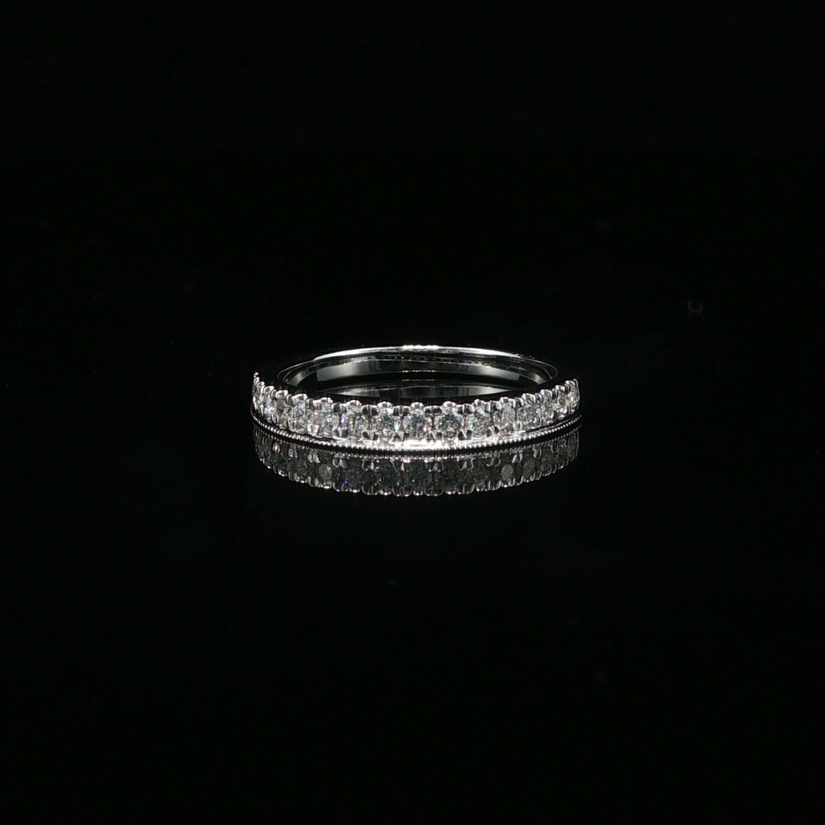 White Gold Diamond Eternity Ring with Milgrain Detail