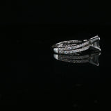 Emerald Cut Diamond Split Shank Engagement Ring — White Gold