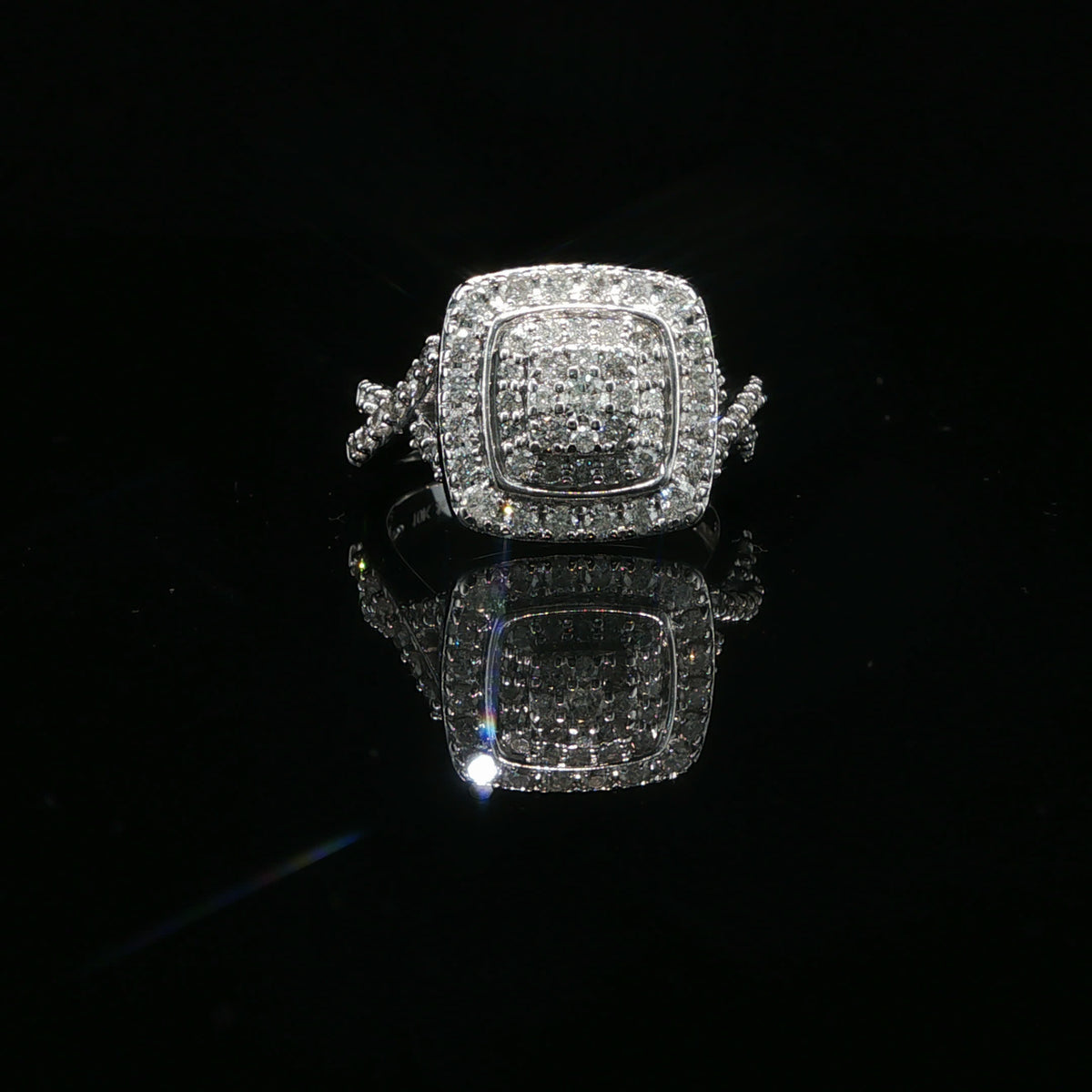 White Gold Diamond Multi-Stone Cluster Ring