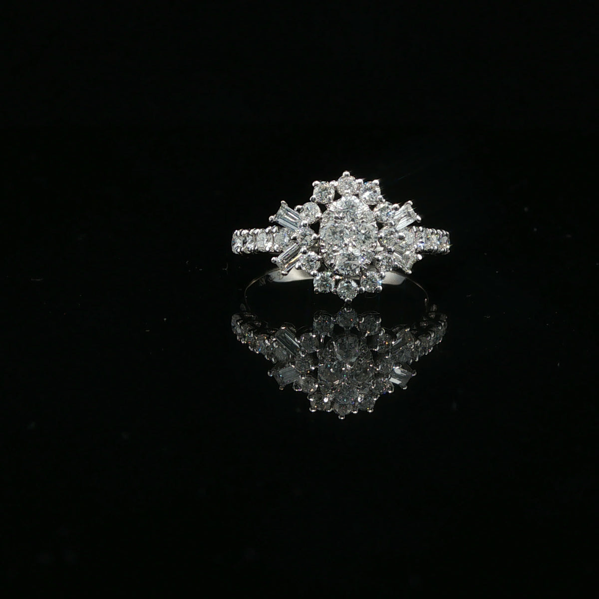 Diamond Cluster Cocktail Ring in White Gold
