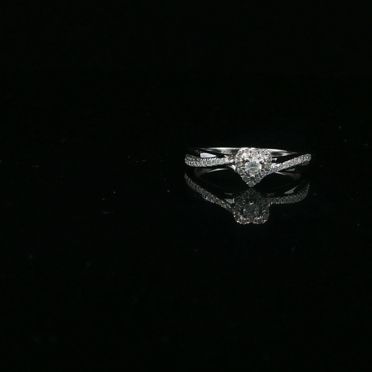 Diamond Heart Halo Engagement Ring in White Gold