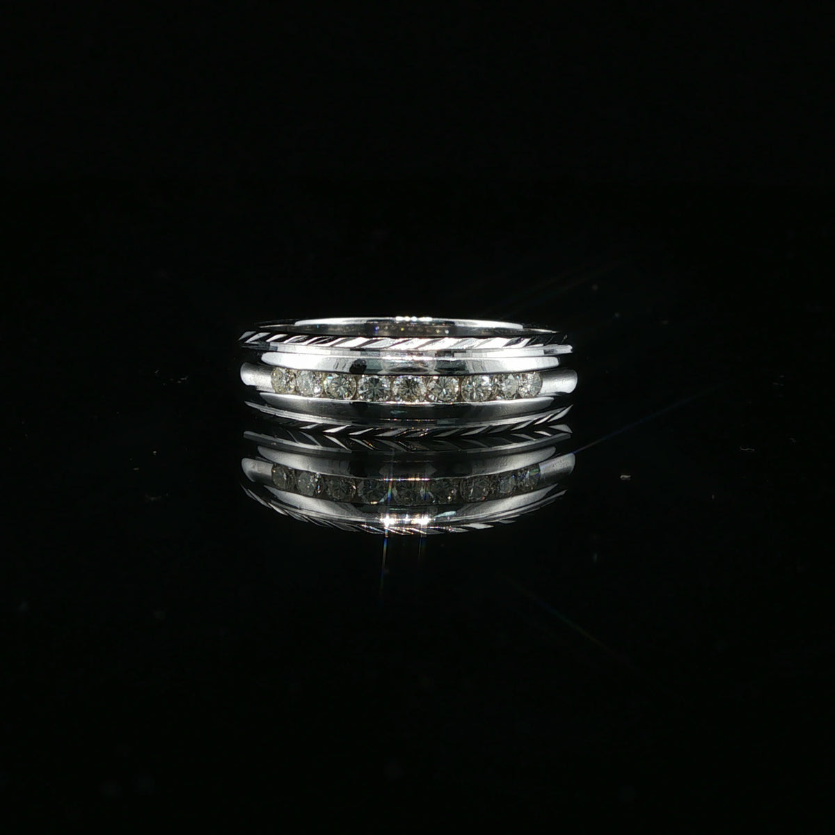 White Gold Diamond Channel Set Wedding Band