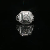 White Gold Diamond Cluster Halo Cocktail Ring