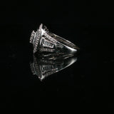 White Gold Diamond Cluster Halo Cocktail Ring