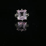 Emerald-Cut Kunzite Solitaire Ring in Silver