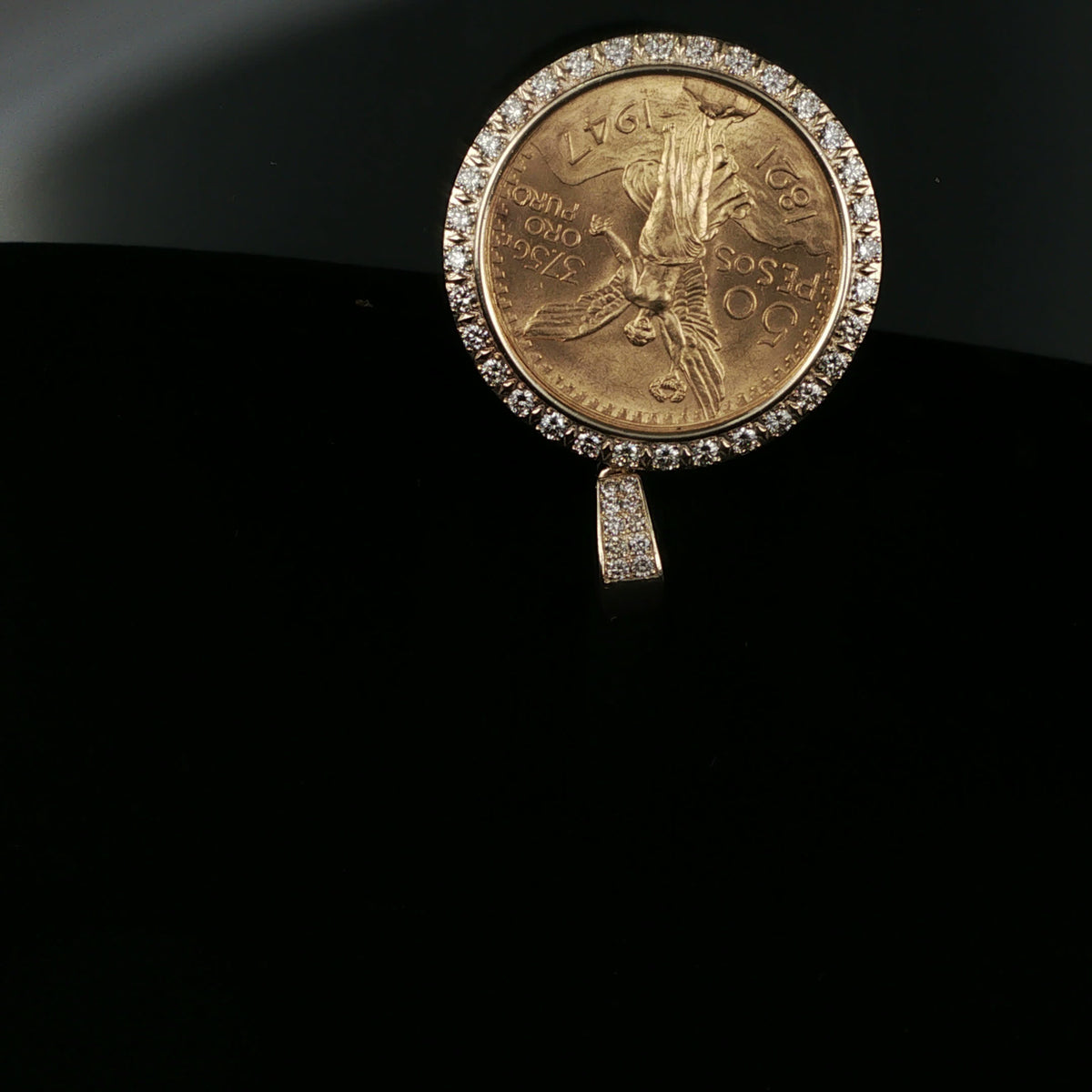 Yellow Gold Diamond Coin Pendant