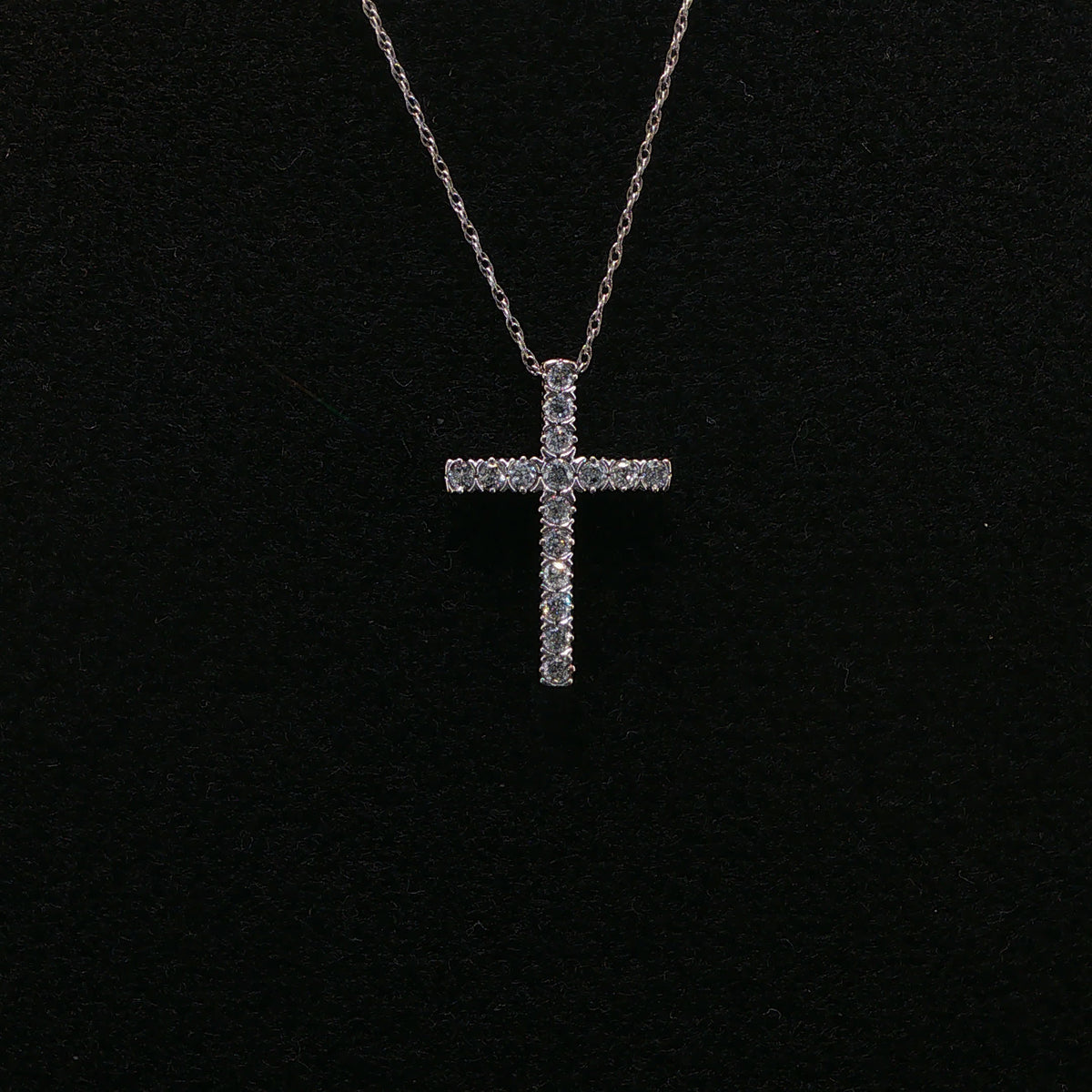 Classic Diamond Cross Necklace in White Gold