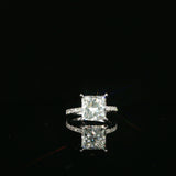 Princess Cut Diamond Ring with Pavé Band in White Gold