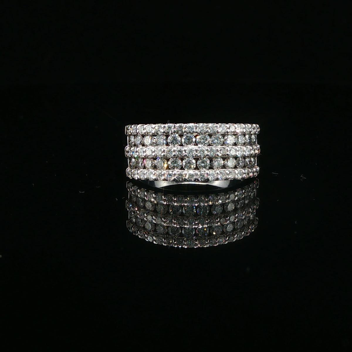 White Gold Multi-Row Diamond Band Ring
