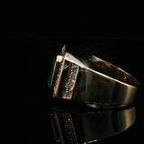 Emerald Cut Emerald Halo Cocktail Ring in Yellow Gold