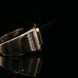 Emerald Cut Emerald Halo Cocktail Ring in Yellow Gold