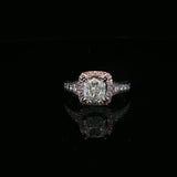 Cushion Cut Diamond Halo Engagement Ring in White Gold