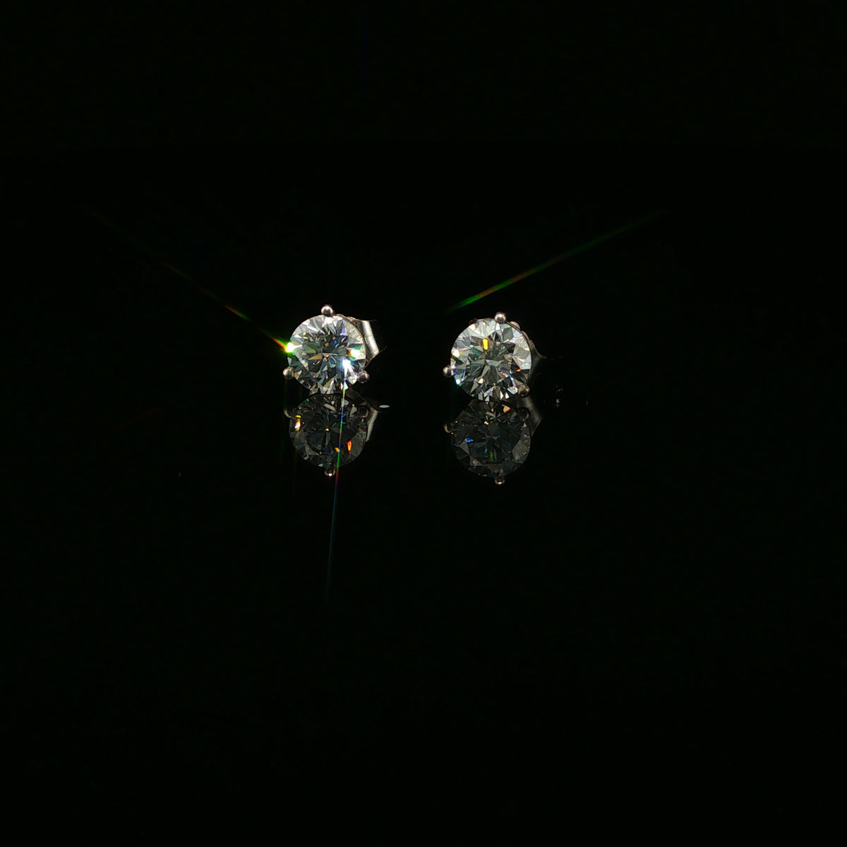 Classic Round Diamond Stud Earrings in White Gold