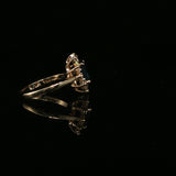 Royal Blue Sapphire and Diamond Halo Cocktail Ring in Yellow Gold
