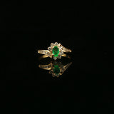 Yellow Gold Emerald Bypass Cocktail Ring
