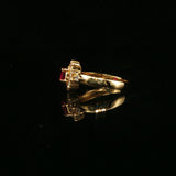 Red Ruby Floral Halo Cocktail Ring in Yellow Gold